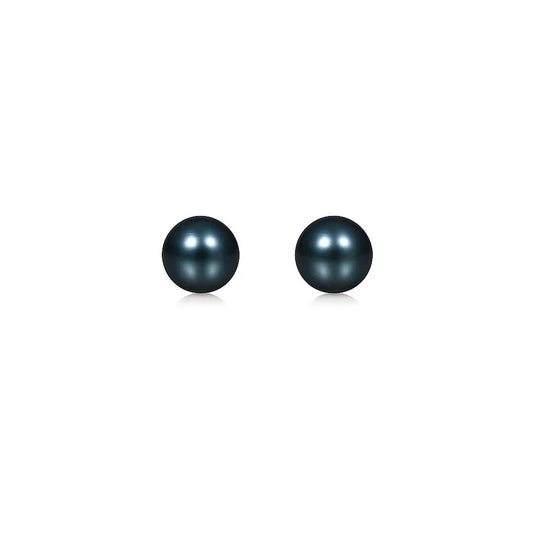 14k Yellow Gold Cultured Black Pearl Stud Earrings (7mm)
