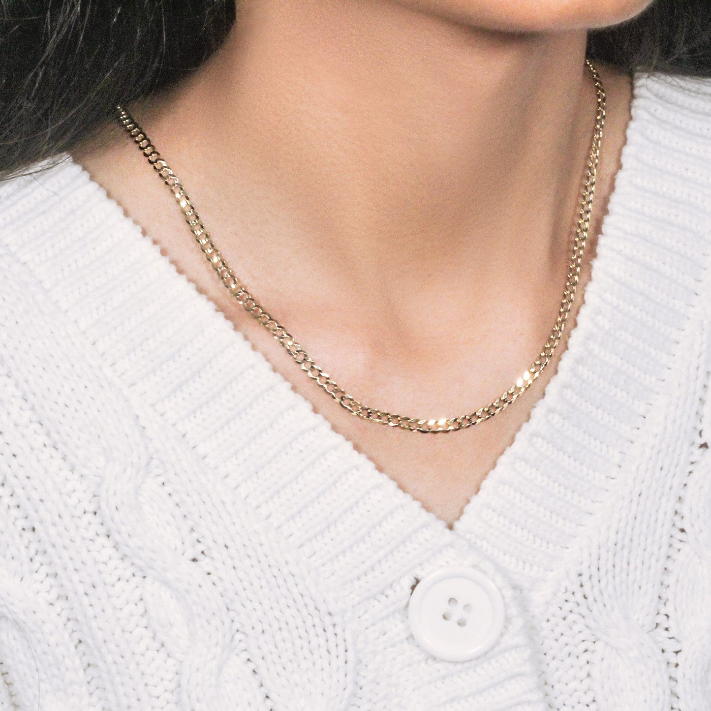 14k Yellow Gold Solid Curb Chain (3.60 mm)