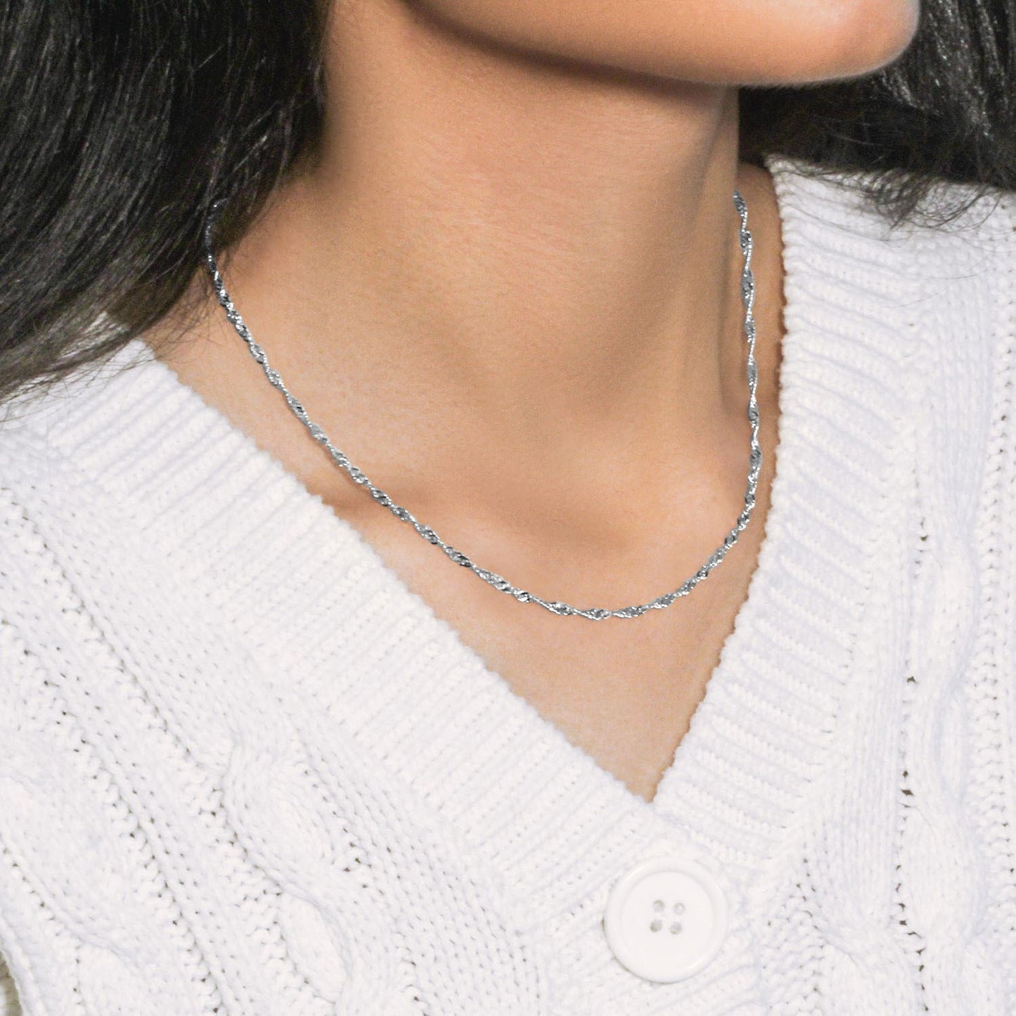 14k White Gold Singapore Chain (2.10 mm)
