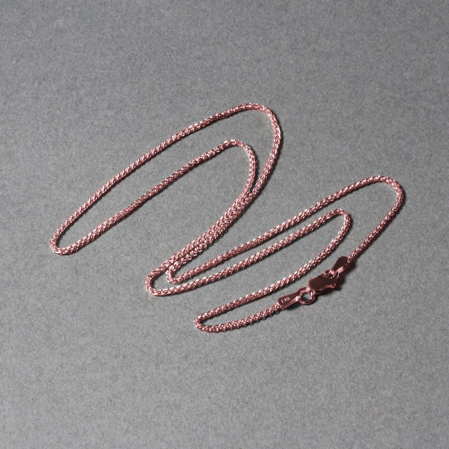 14k Rose Gold Diamond Cut Round Wheat Chain (1.20 mm)