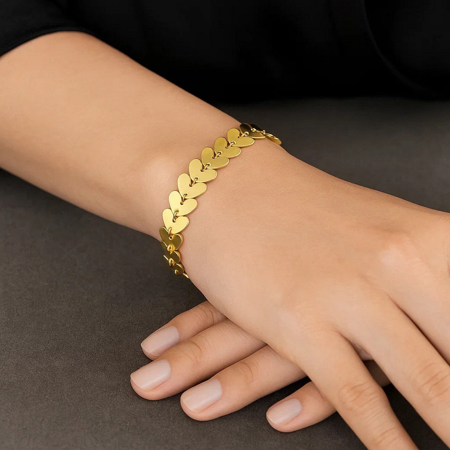 Heart Link Bracelet in 14K Yellow Gold
