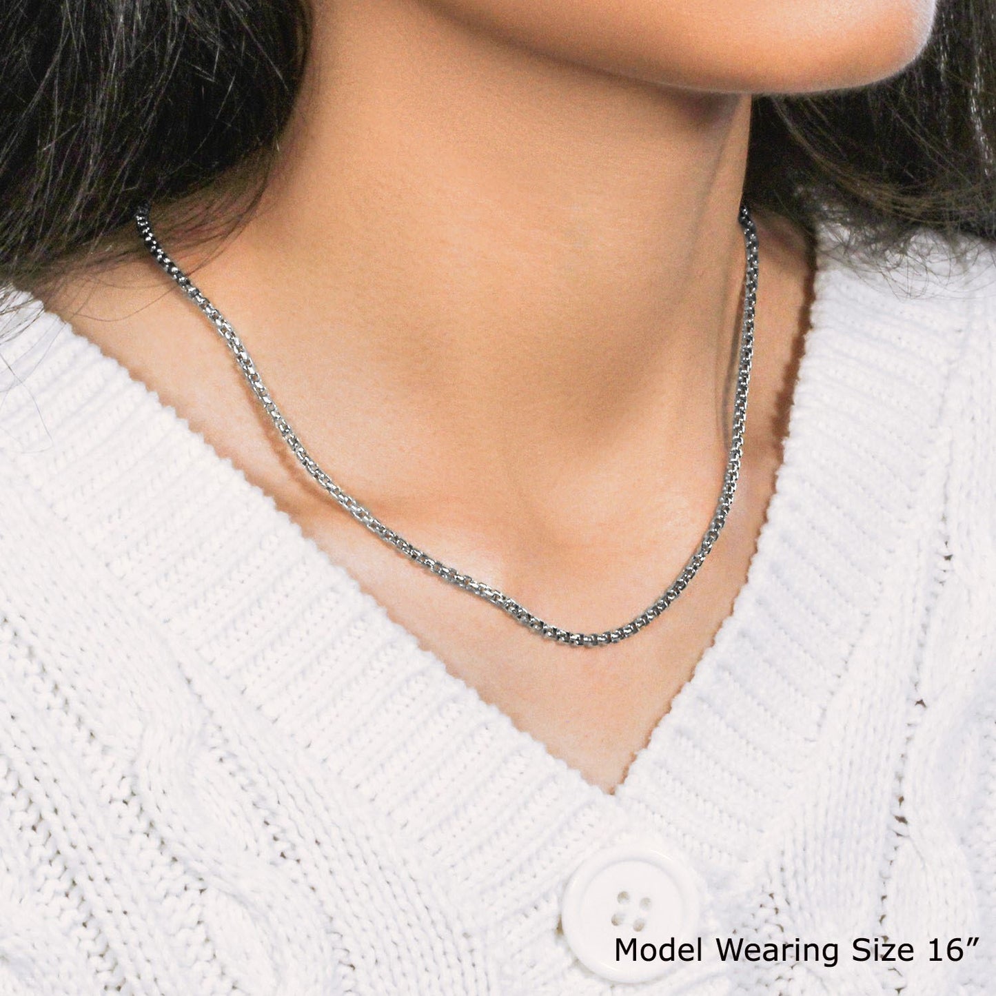 14k White Gold Round Box Chain (2.5 mm)