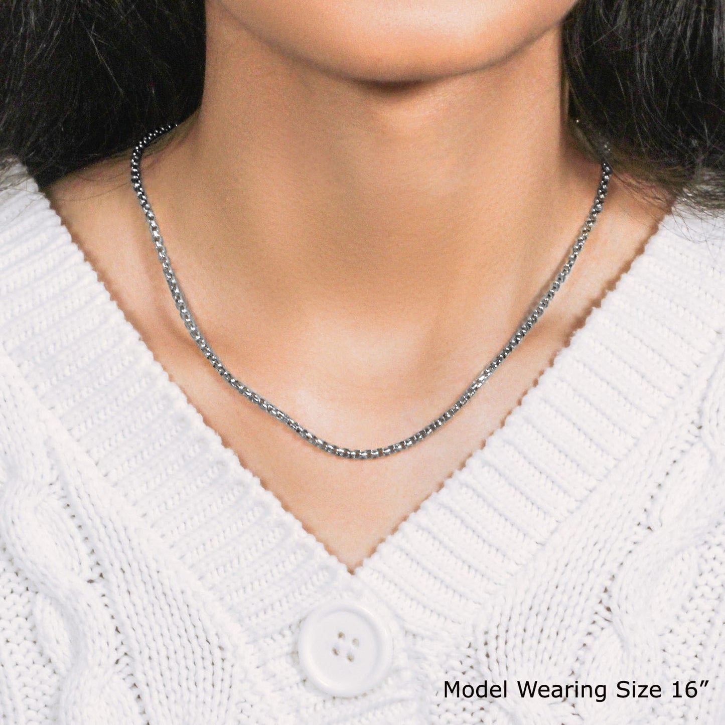 14k White Gold Round Box Chain (2.5 mm)