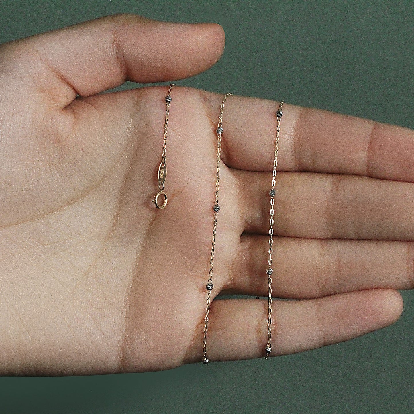 Diamond Cut Bead Links Pendant Chain in Two Tone Gold (3.50 mm)