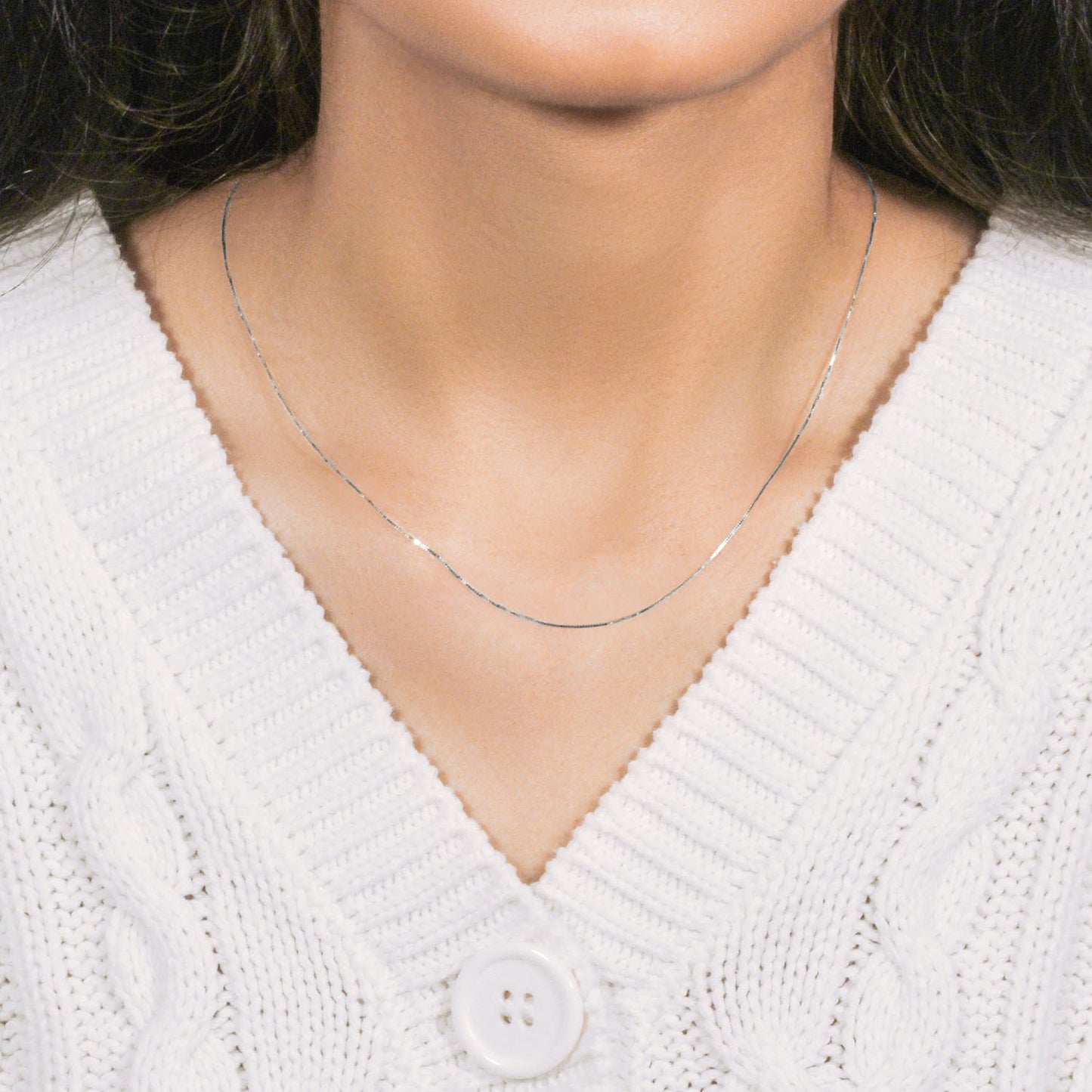 10k White Gold Classic Box Chain (0.45 mm)