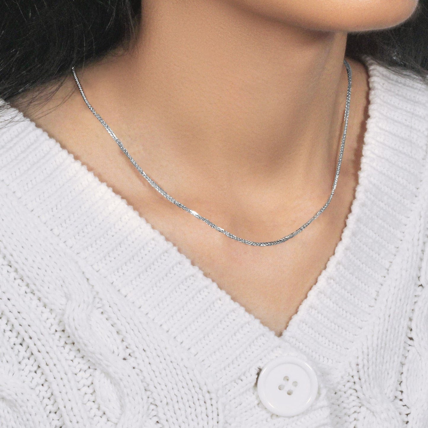 14k White Gold Square Wheat Chain (1.80 mm)