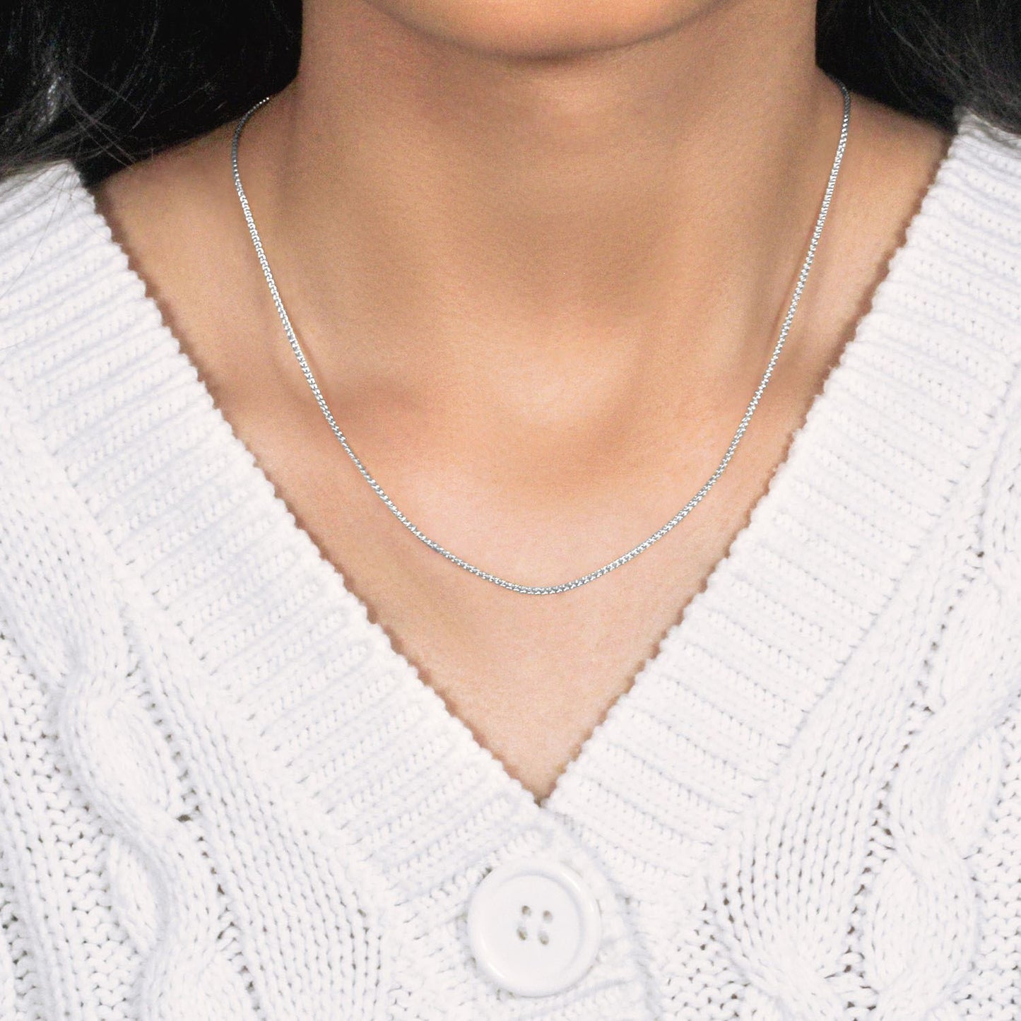 14k White Gold Round Wheat Chain (1.2 mm)