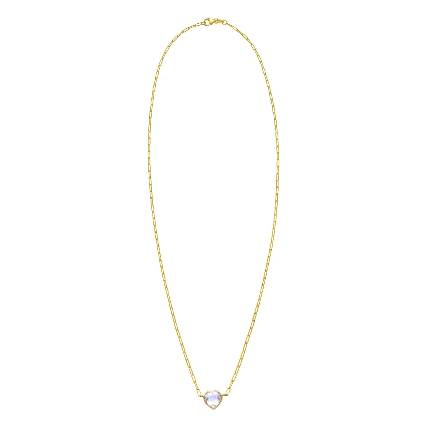 14K Yellow Gold White Topaz Heart Necklace (1.50 mm)
