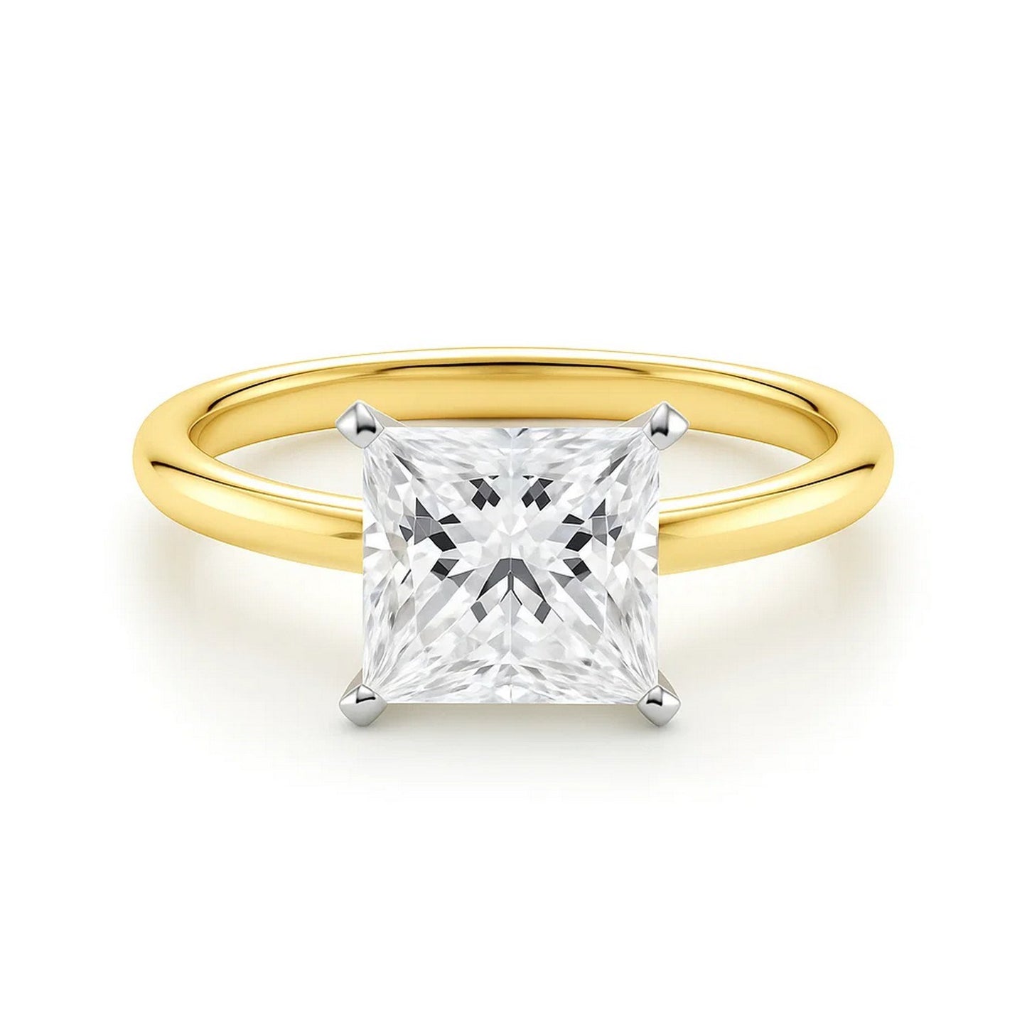 2 Carat Princess Lab Grown IGI G/VS1 Diamond Solitaire Ring in 14K Yellow Gold