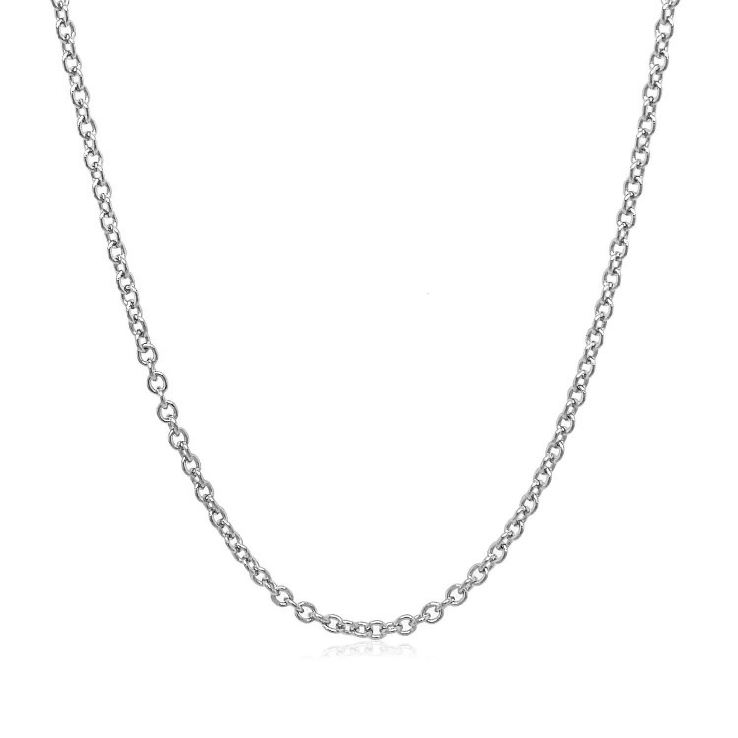 14k White Gold Round Cable Link Chain (1.9 mm)