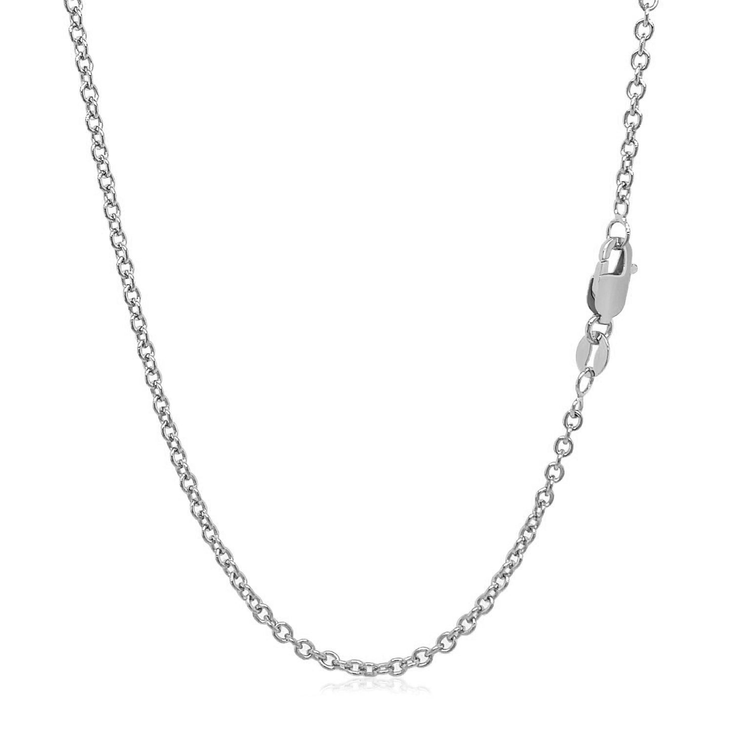 14k White Gold Round Cable Link Chain (1.9 mm)
