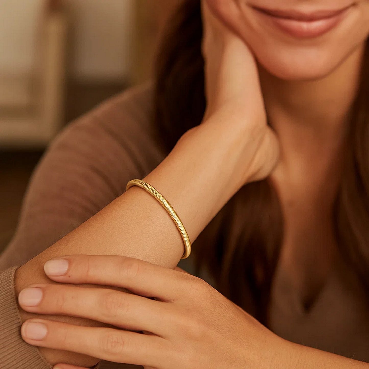 14K Yellow Gold Small Stretch Mesh Bracelet (3.40 mm)