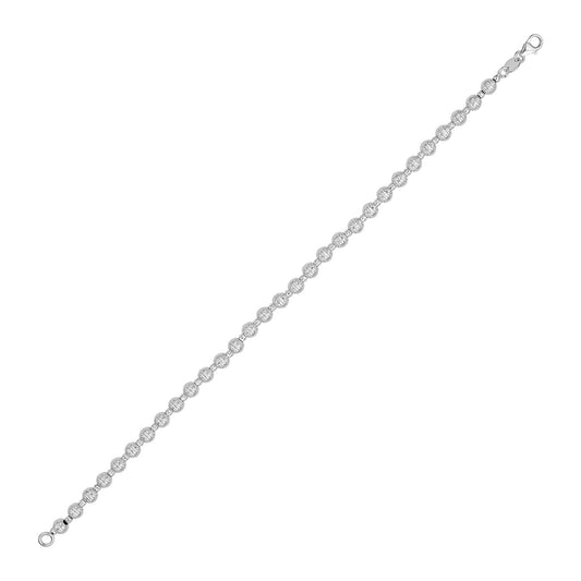14K White Gold Disco Diamond Cut Bead Bracelet (4.00 mm)