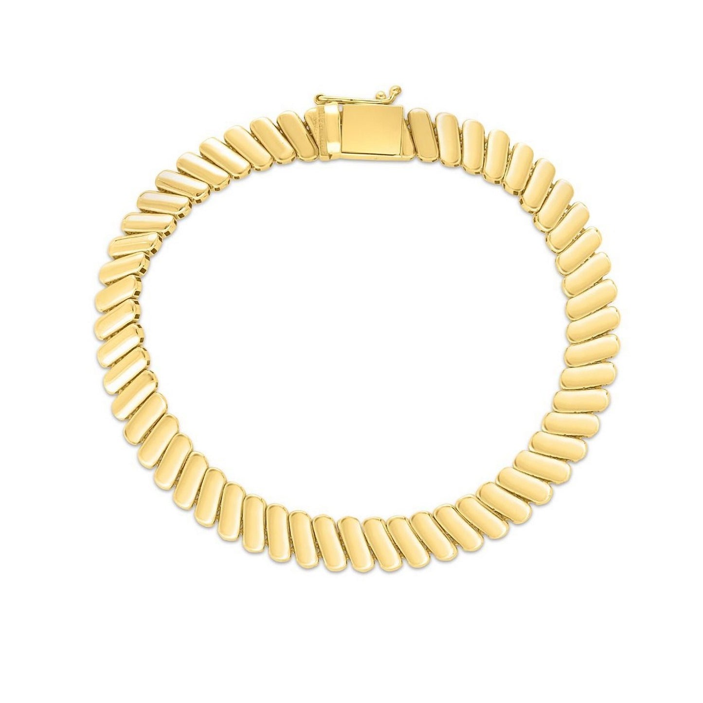 14k Yellow Gold Rib Link Bracelet (7.00 mm)