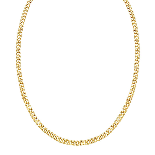 14K Yellow Gold Petite Faceted Cuban Link Chain Necklace (4.50 mm)