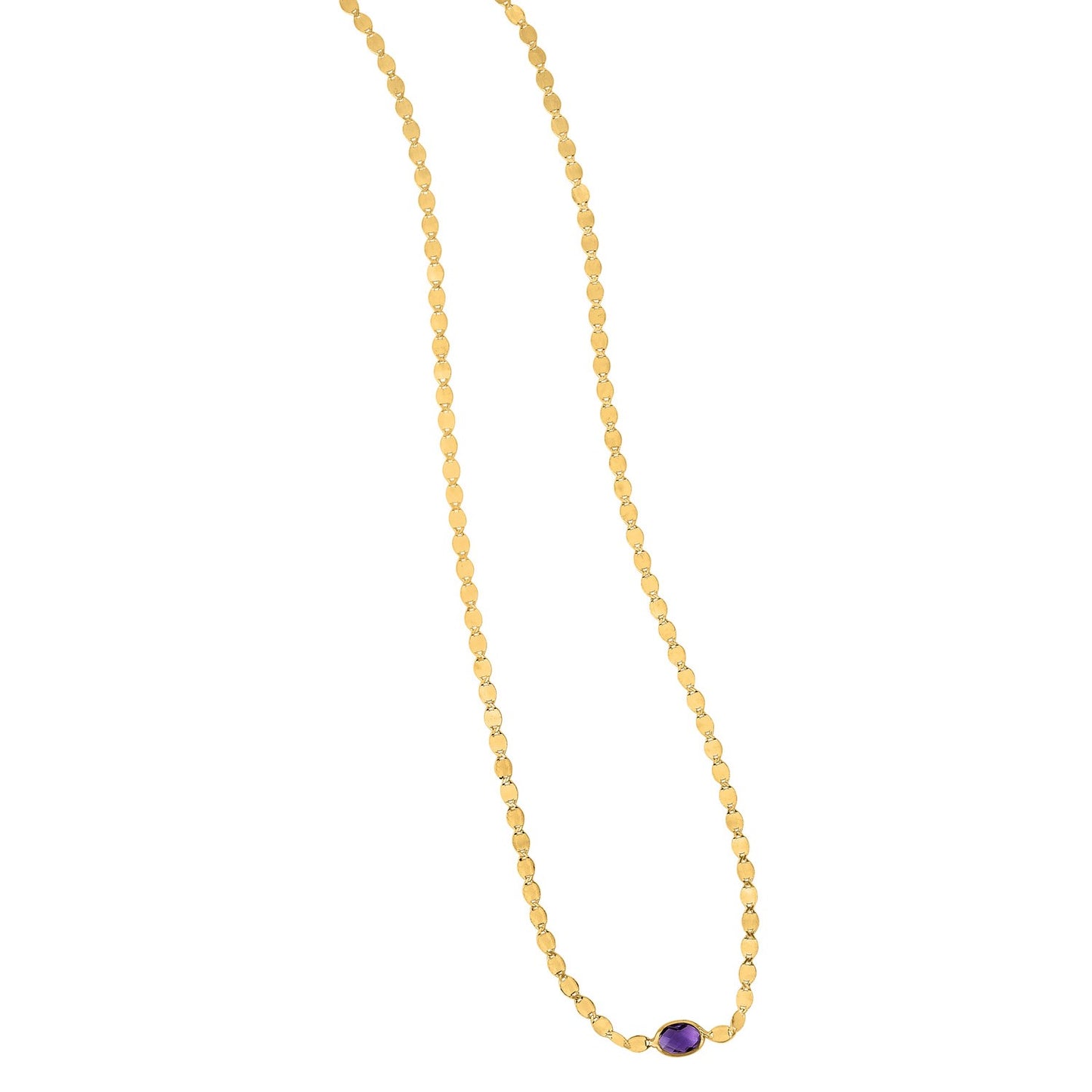 14K Yellow Gold Amethyst Mirrored Chain (2.20 mm)