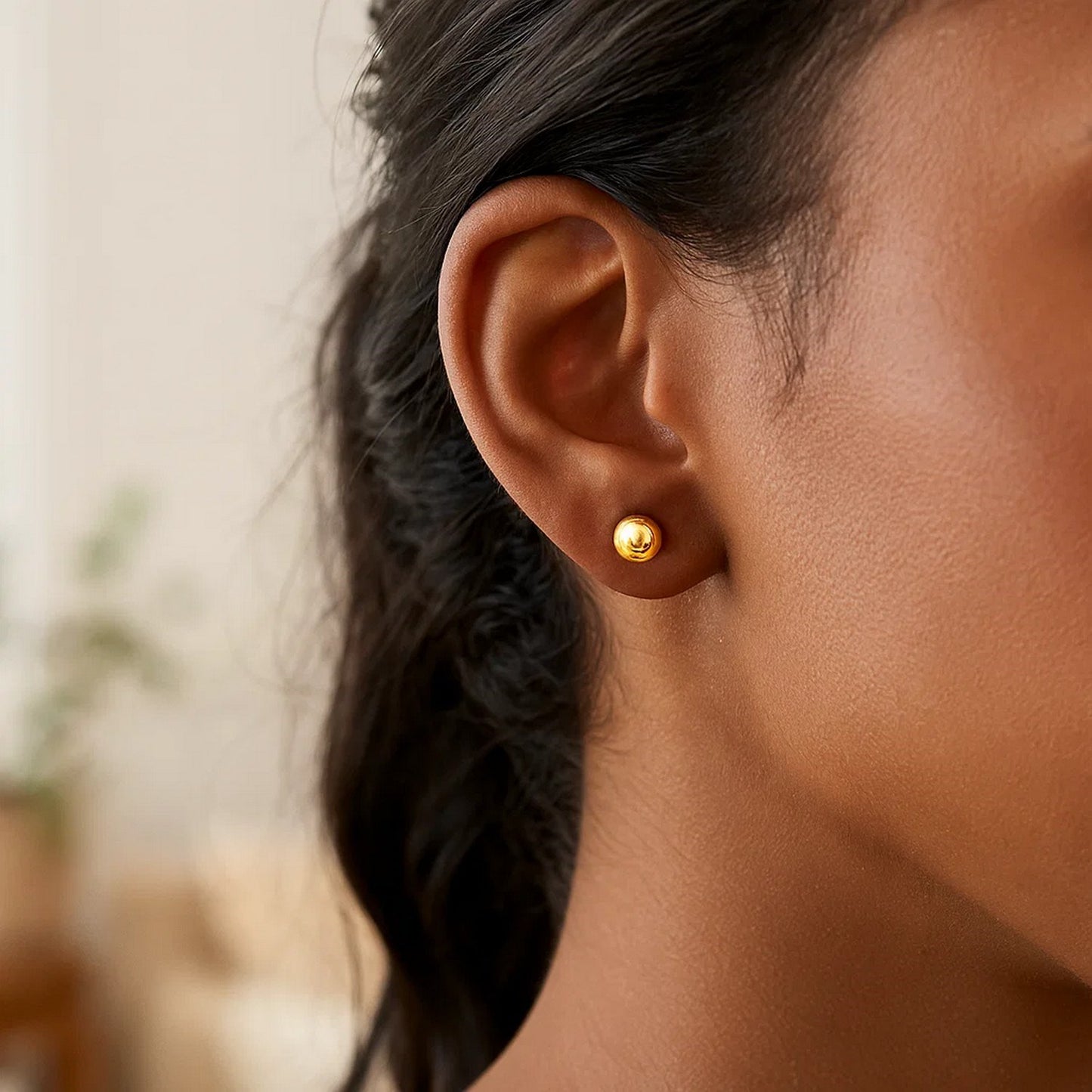 14k Yellow Gold Round Stud Earrings (6.0 mm)