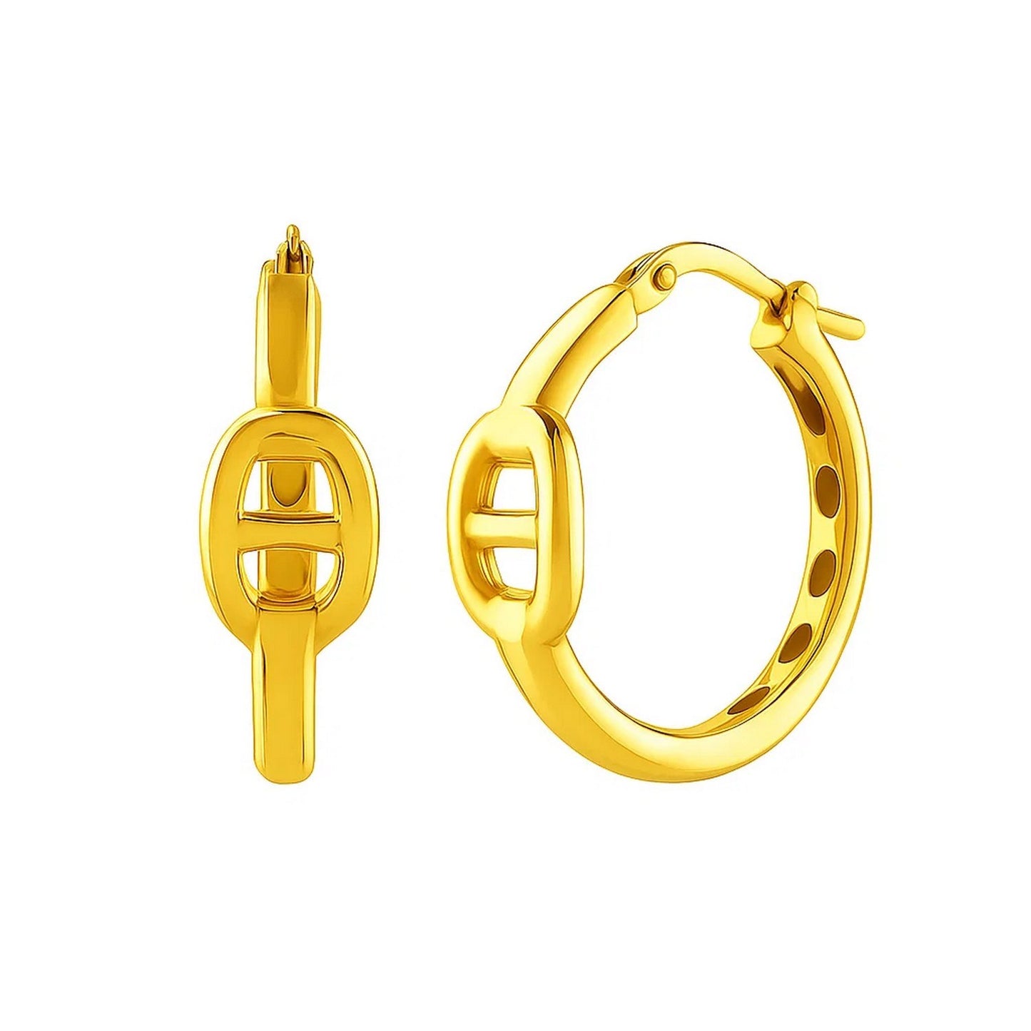 Puff Mariner Hoop Earrings in 14K Yellow Gold (21mmx20mm)