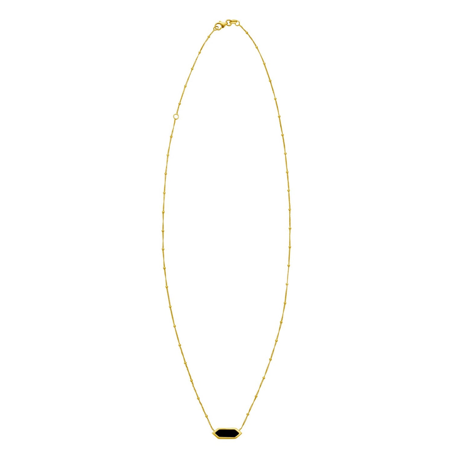 14K Yellow Gold Hexagon Onyx Pendant Necklace