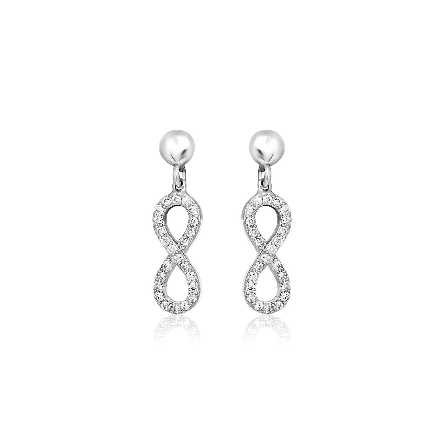 Sterling Silver Infinity Symbol Earrings with Cubic Zirconias