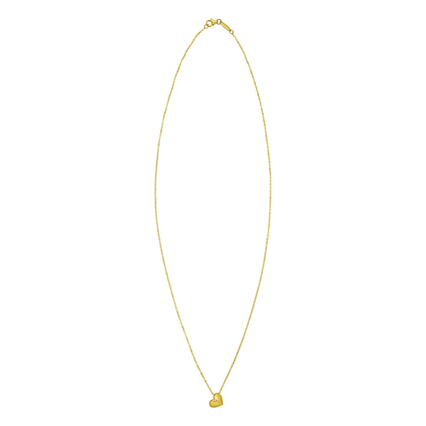 14K Yellow Gold Puffed Mini Heart Pendant Necklace
