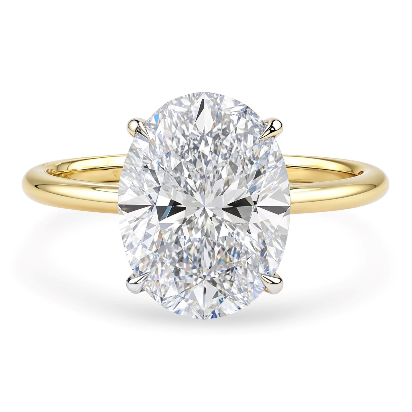 3 Carat Oval Lab Grown IGI G/VS1 Diamond Solitaire Ring in 10K Yellow Gold