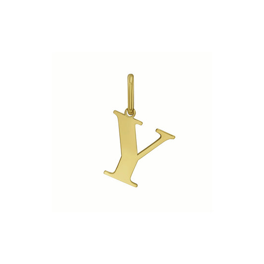 14K Yellow Gold Initial Y Charm Pendant