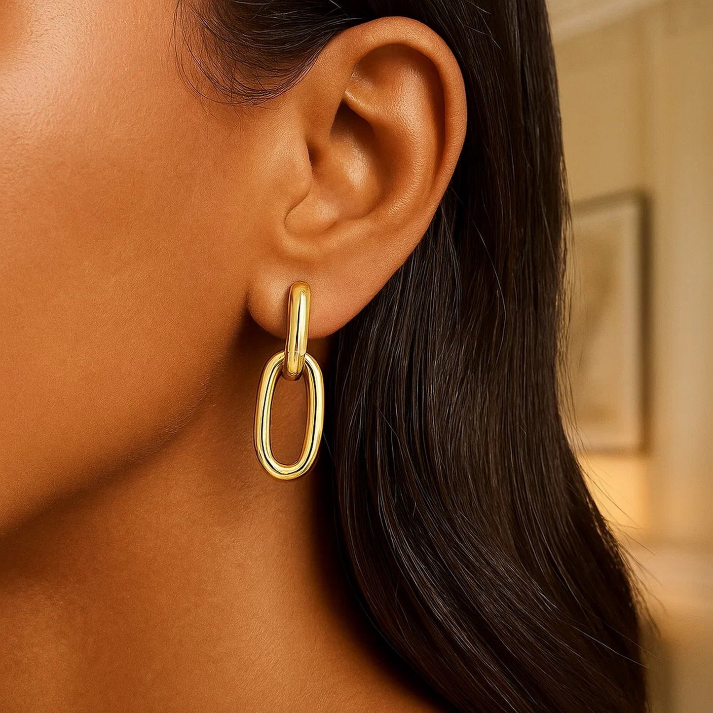 Link Drop Earrings in 14K Yellow Gold