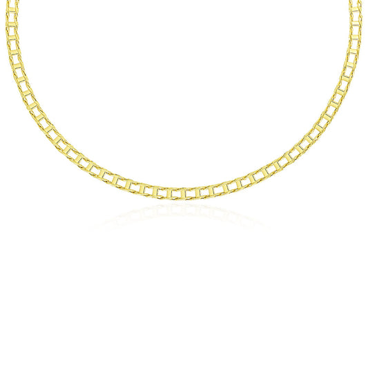 14k Yellow Gold Mens Necklace with Track Design Links (5.00 mm)