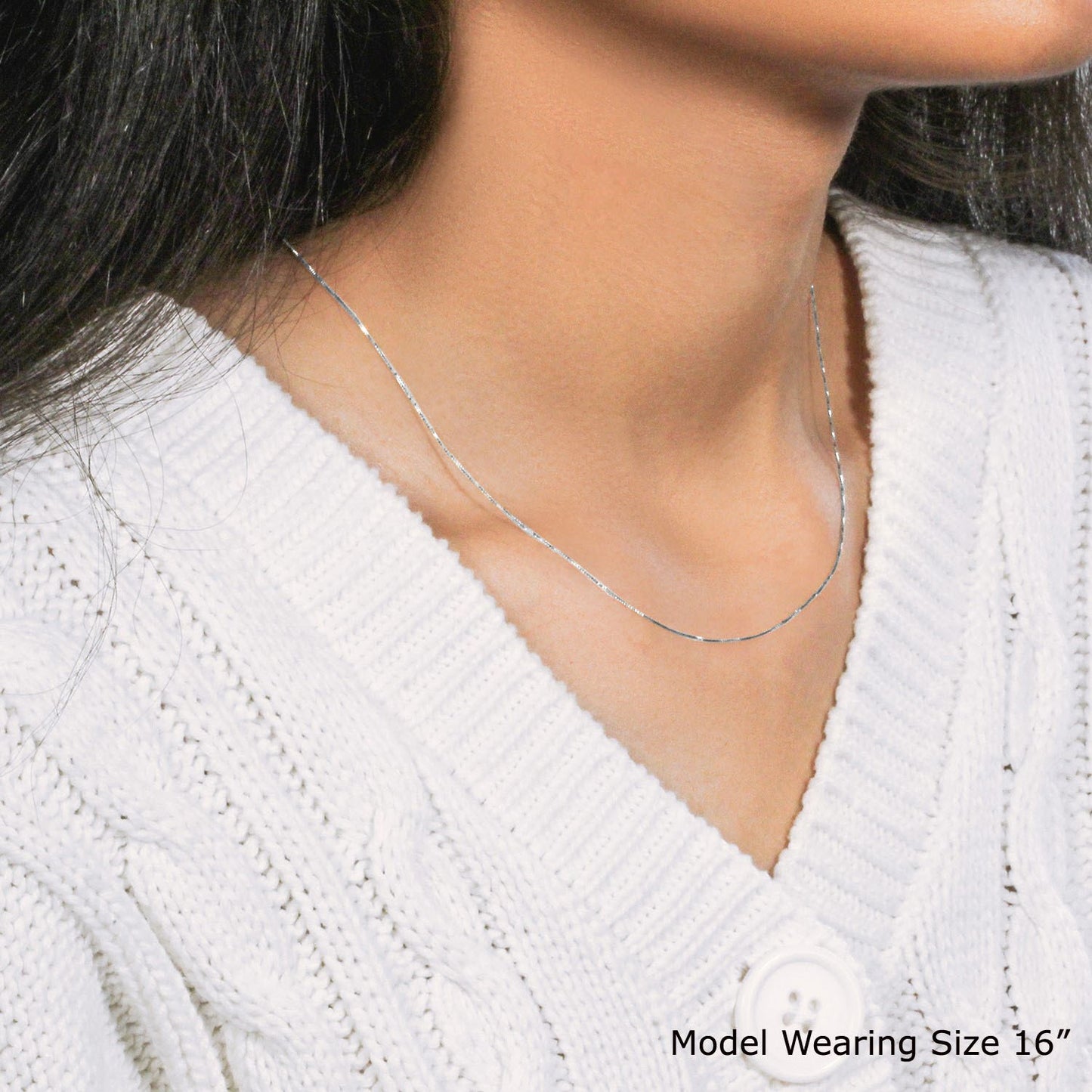 10k White Gold Classic Box Chain (0.45 mm)
