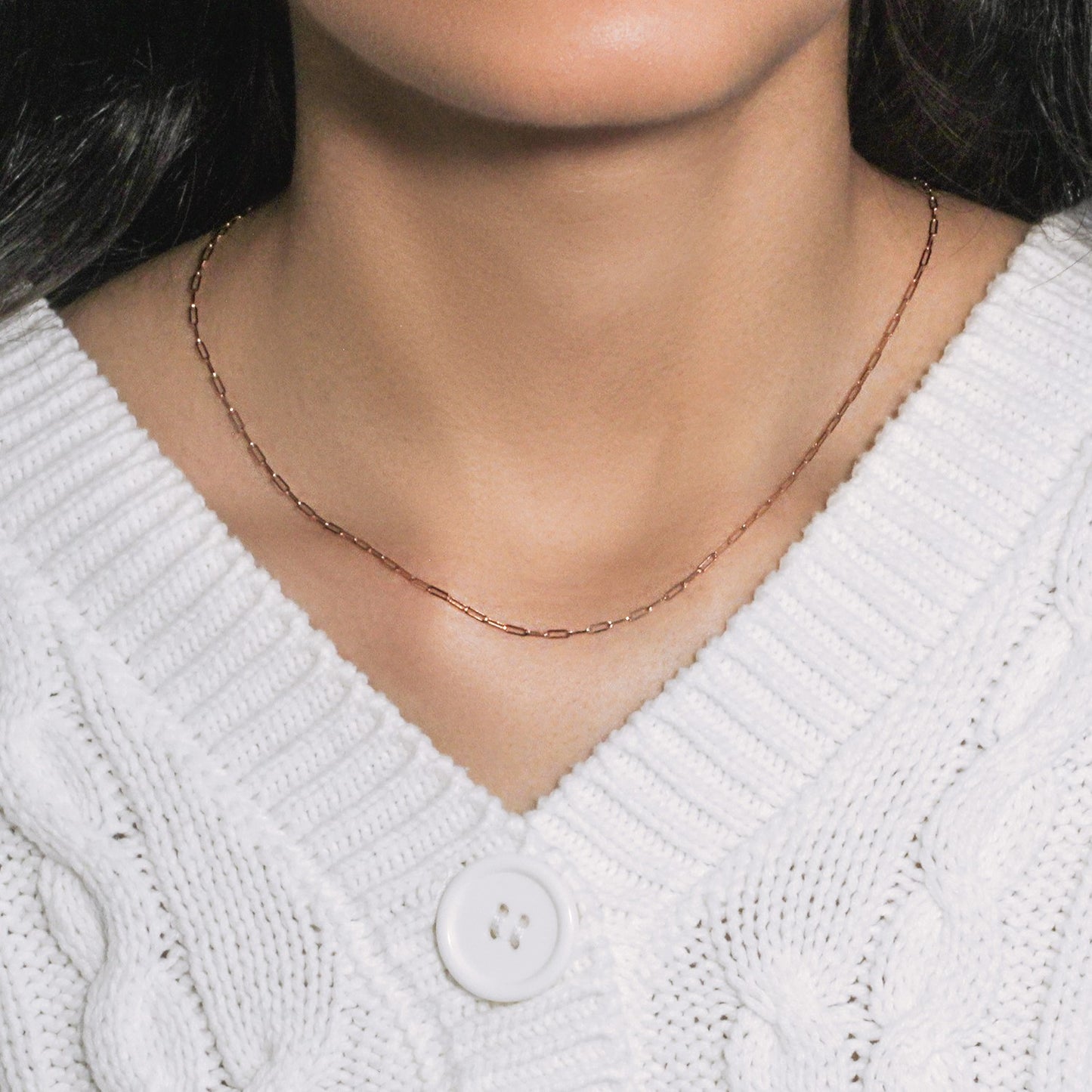 14K Rose Gold Fine Paperclip Chain (1.50 mm)