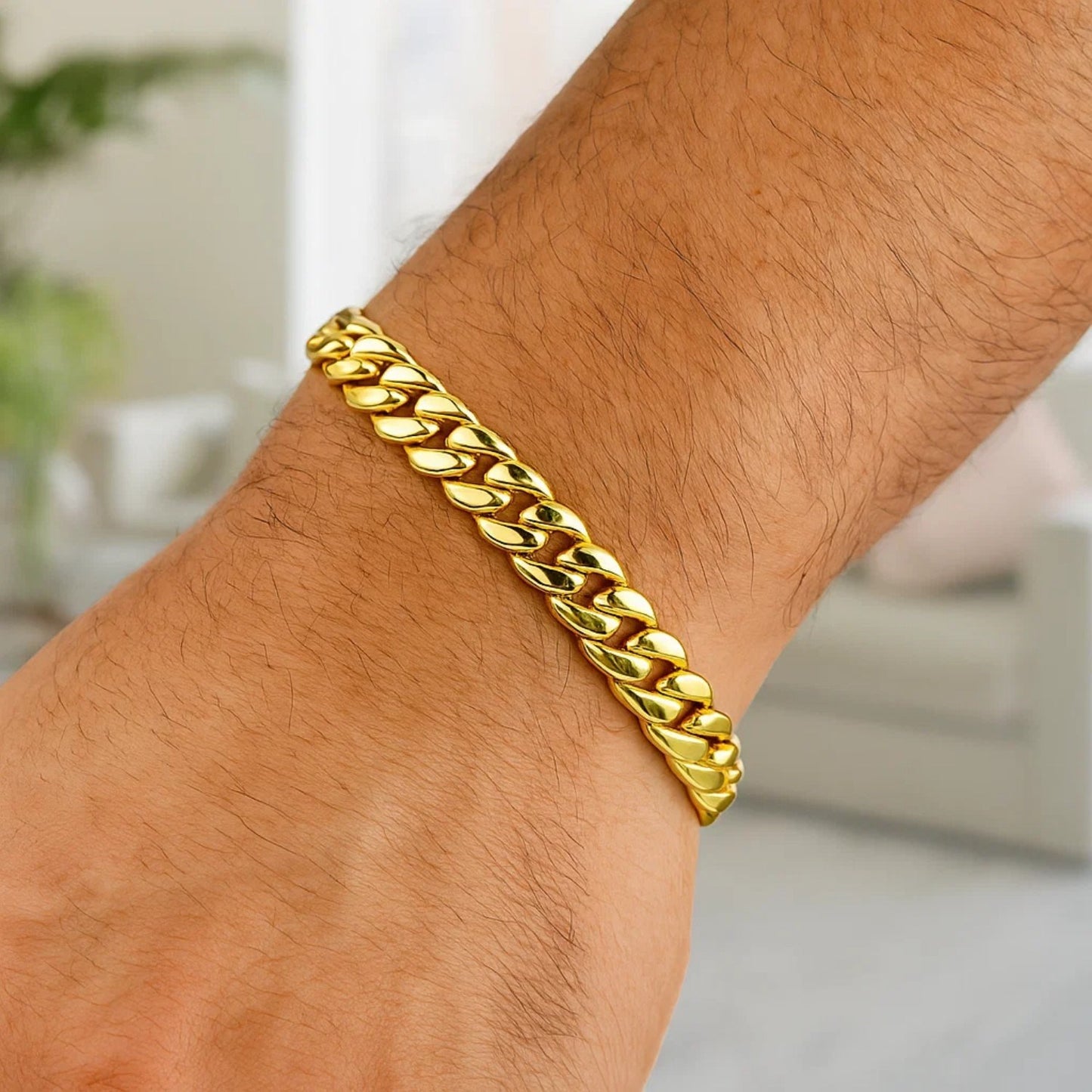 10k Yellow Gold Semi Solid Miami Cuban Bracelet (9.10 mm)