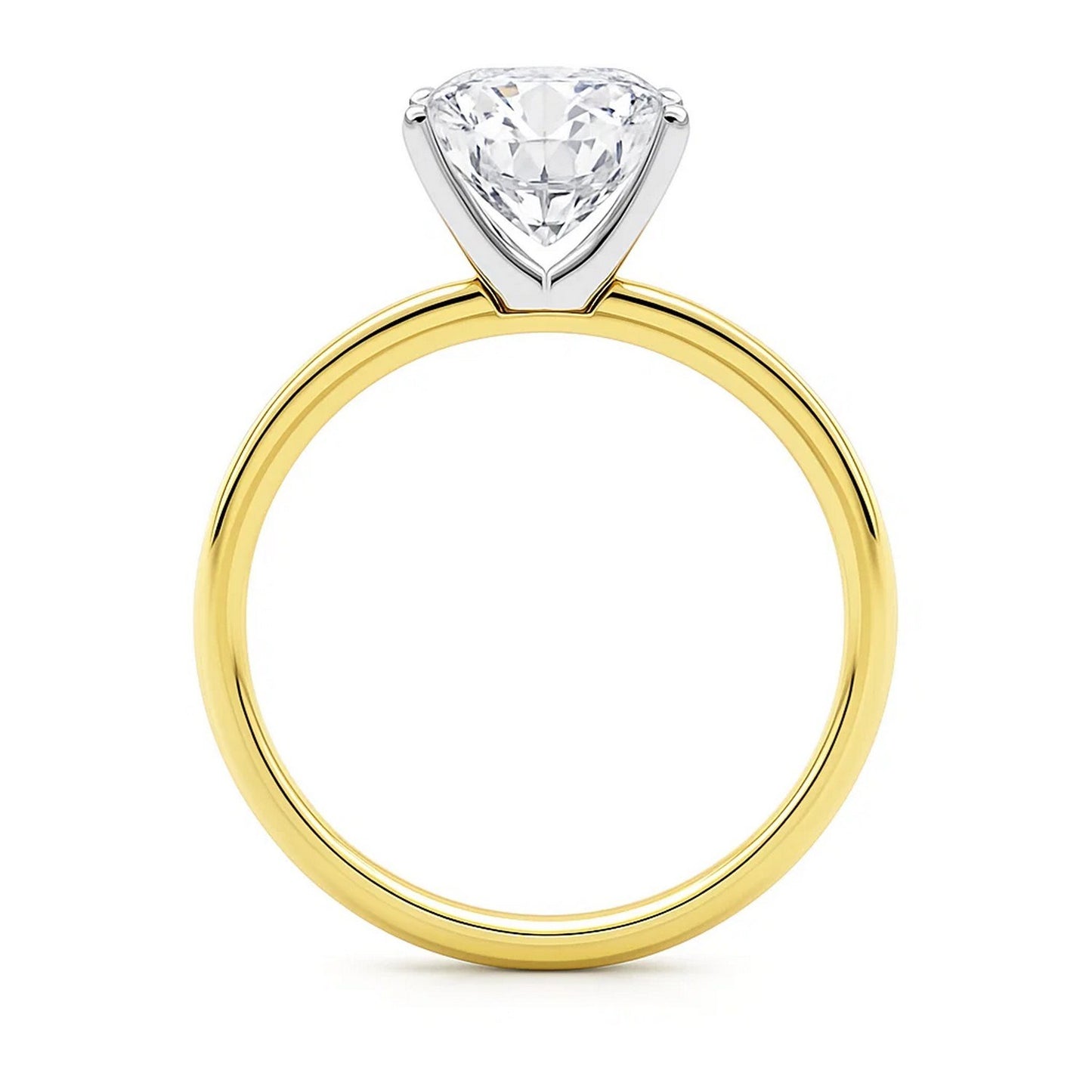 5 Carat Cushion Lab Grown IGI G/VS1 Diamond Solitaire Ring in 14K Yellow Gold