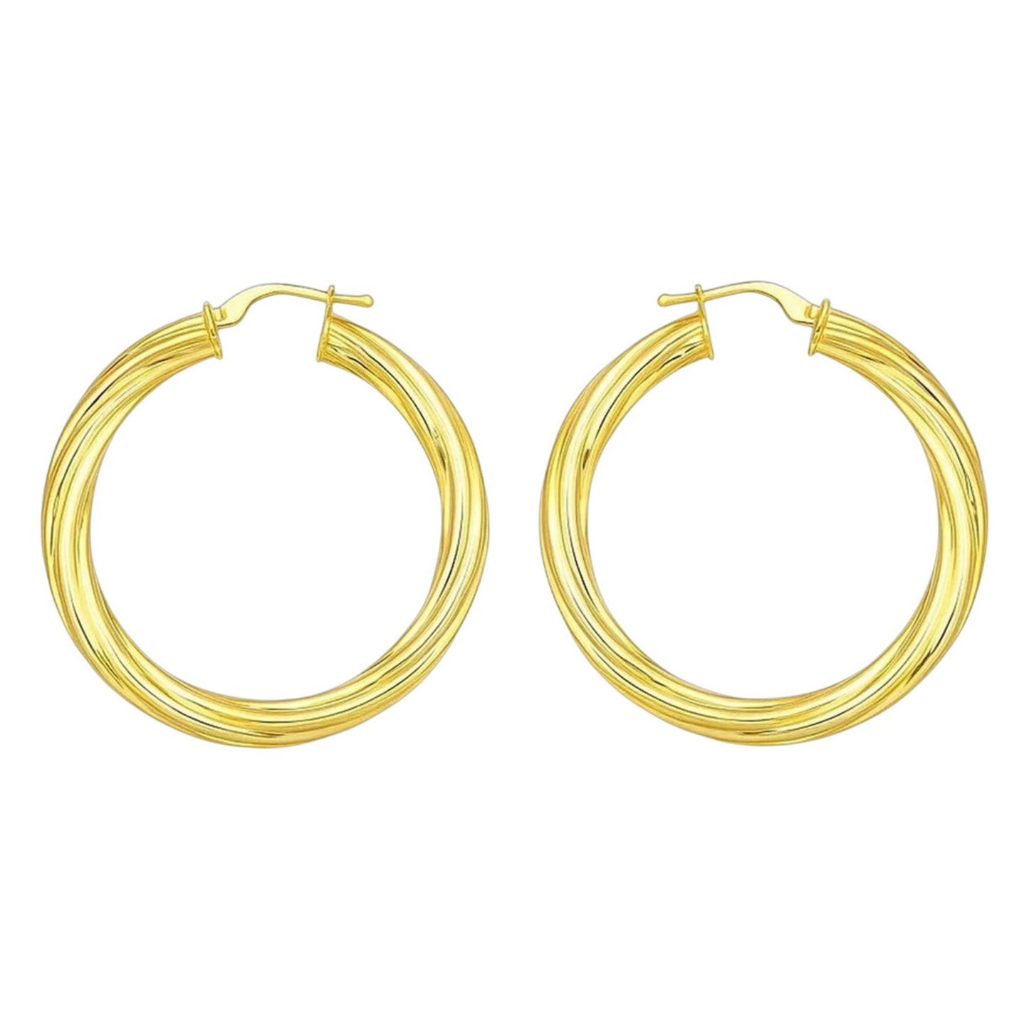 14K Yellow Gold Full Twist Large Hoops Earrings