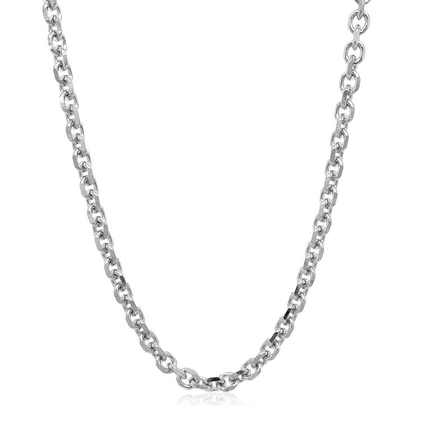 14k White Gold Diamond Cut Cable Link Chain (3.70 mm)