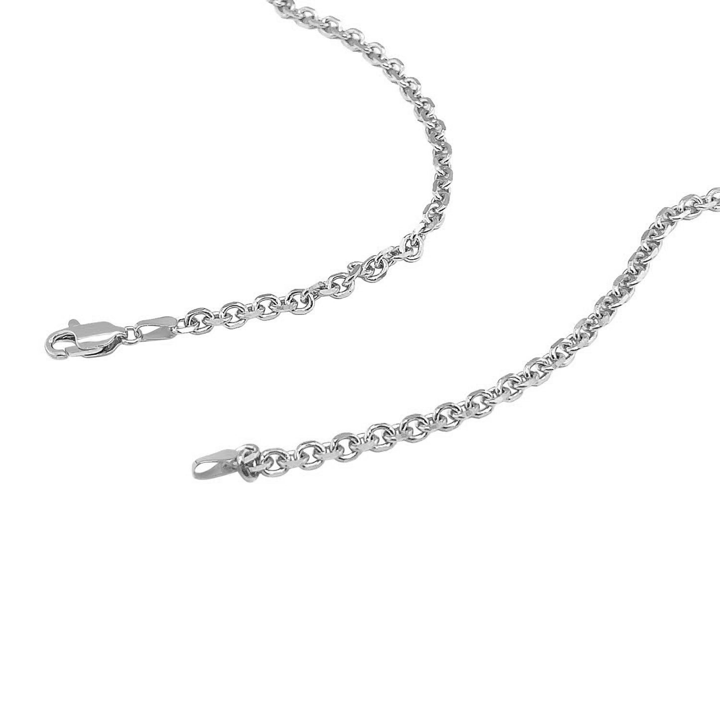 14k White Gold Diamond Cut Cable Link Chain (3.70 mm)