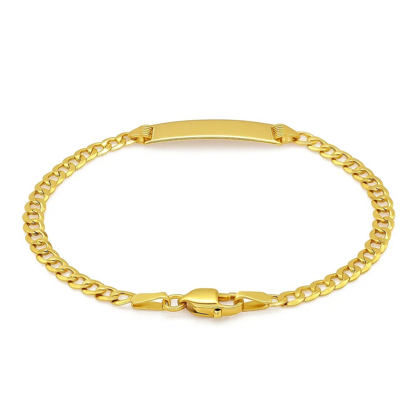 14k Yellow Gold Curb Link Style Childrens ID Bracelet (3.30 mm)