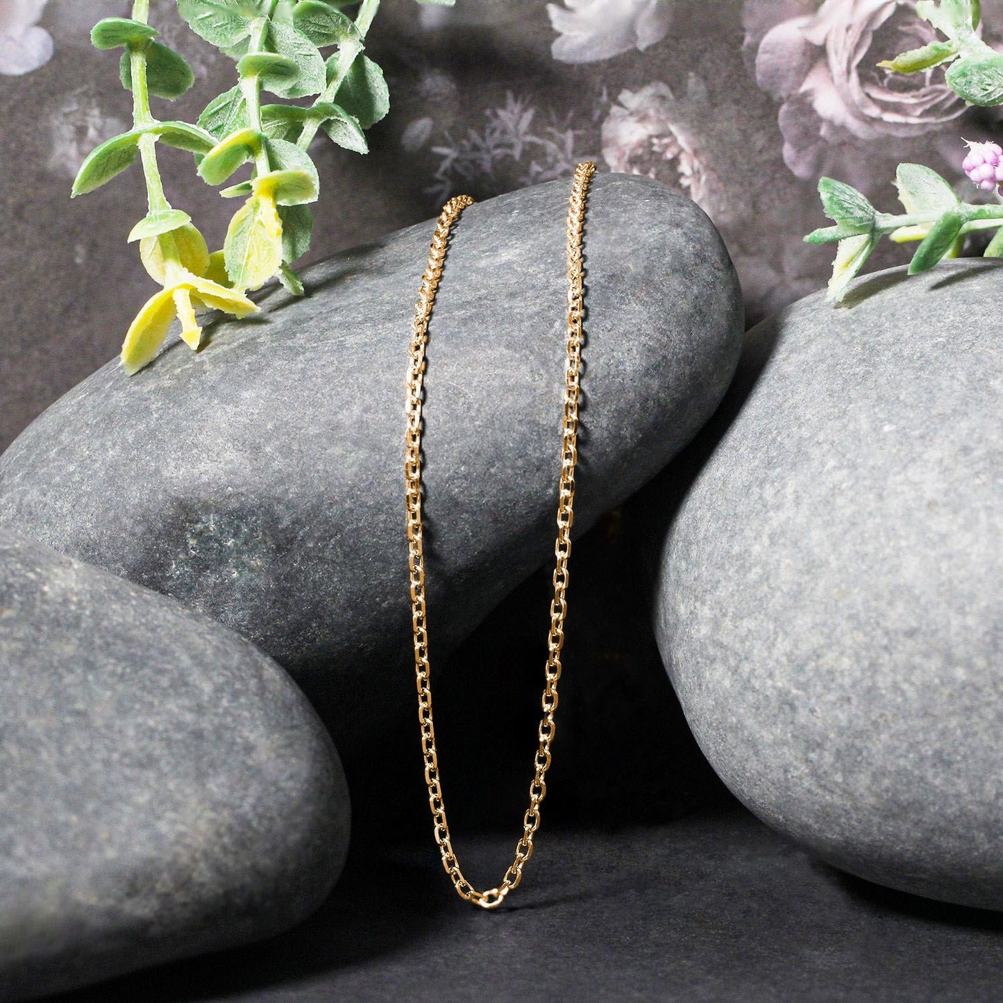 18k Yellow Gold Diamond Cut Cable Link Chain (1.90 mm)