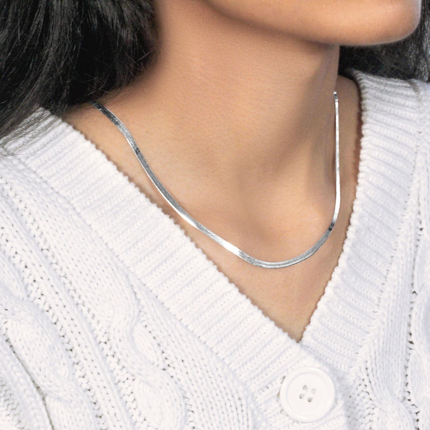 14k White Gold Super Flex Herringbone Chain (2.80 mm)