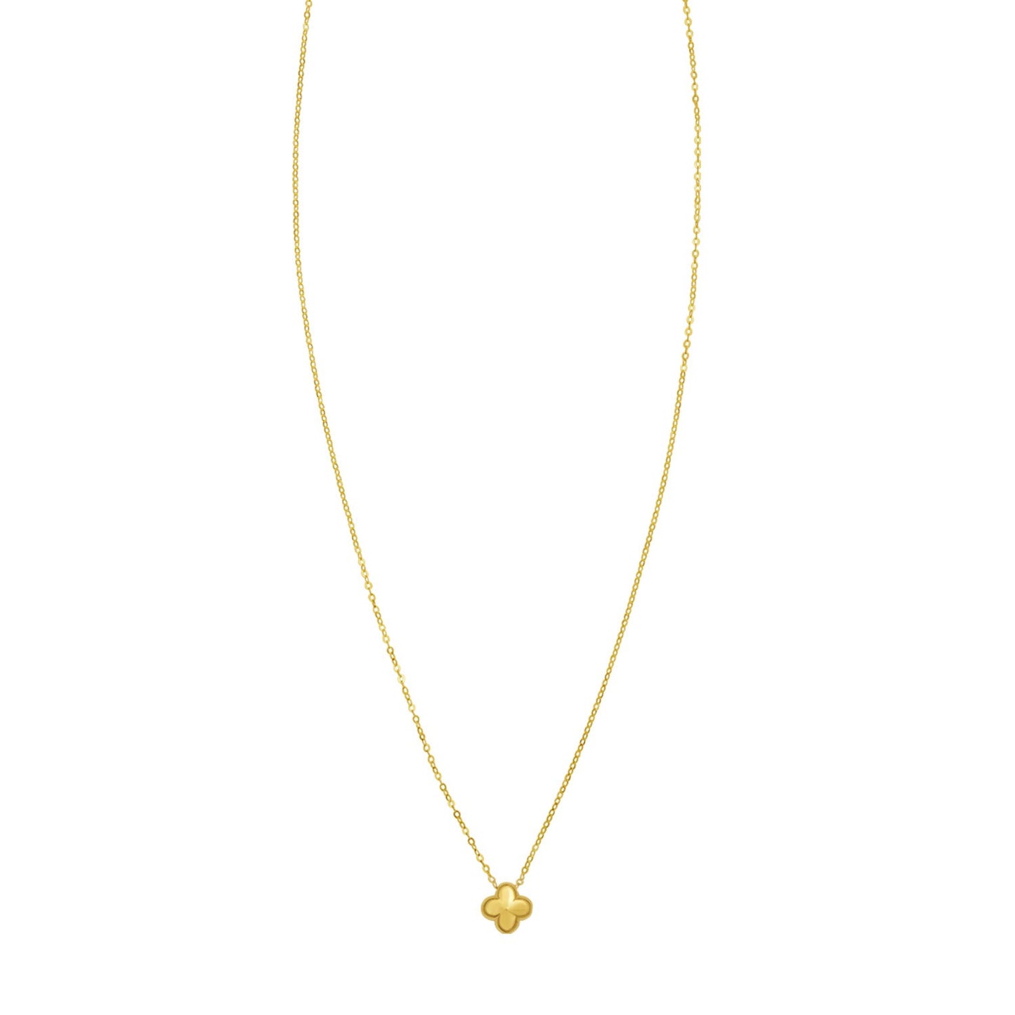 14K Yellow Gold Puffed Mini Clover Pendant Necklace