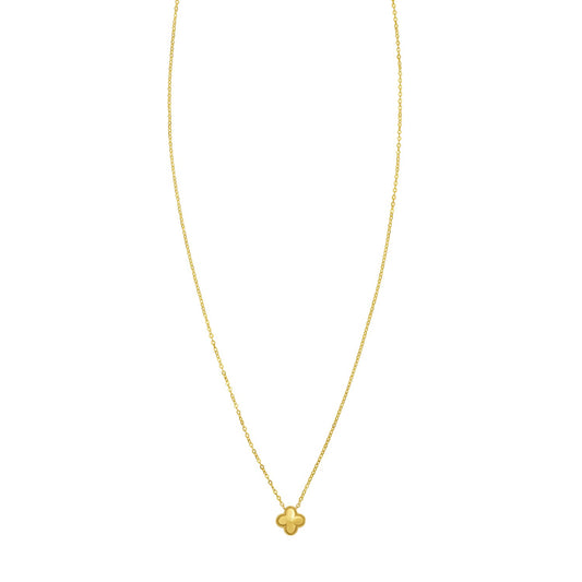 14K Yellow Gold Puffed Mini Clover Pendant Necklace