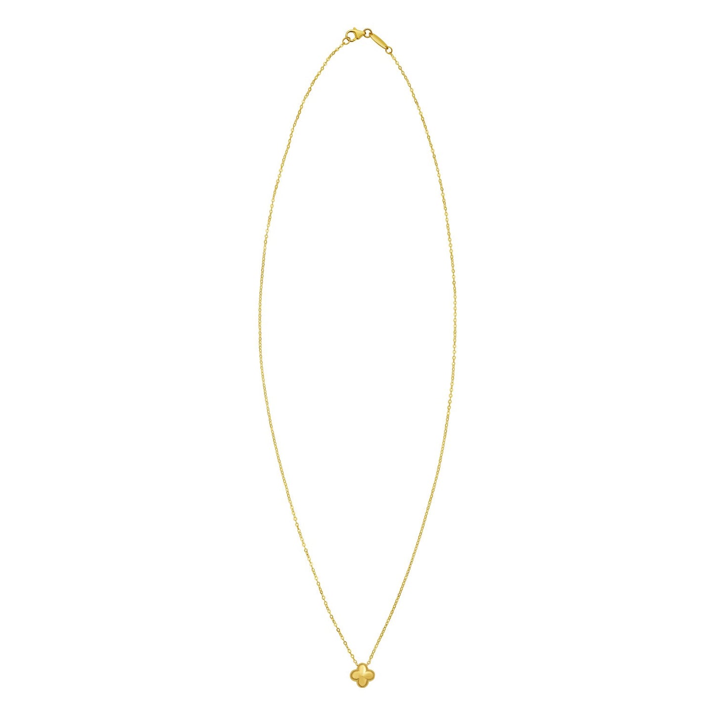 14K Yellow Gold Puffed Mini Clover Pendant Necklace