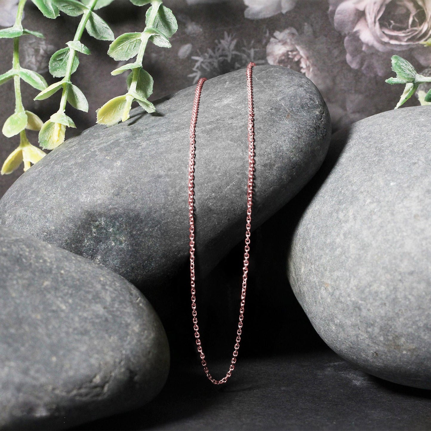 18k Rose Gold Diamond Cut Cable Link Chain (1.10 mm)