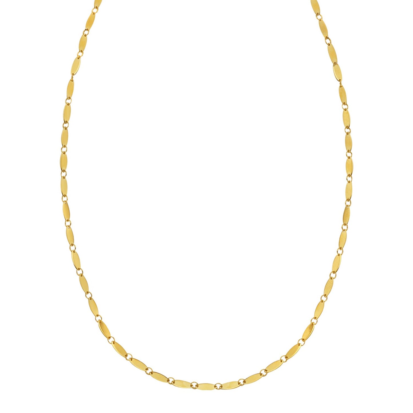 14K Yellow Gold Flat Pebble Link Necklace (2.50 mm)