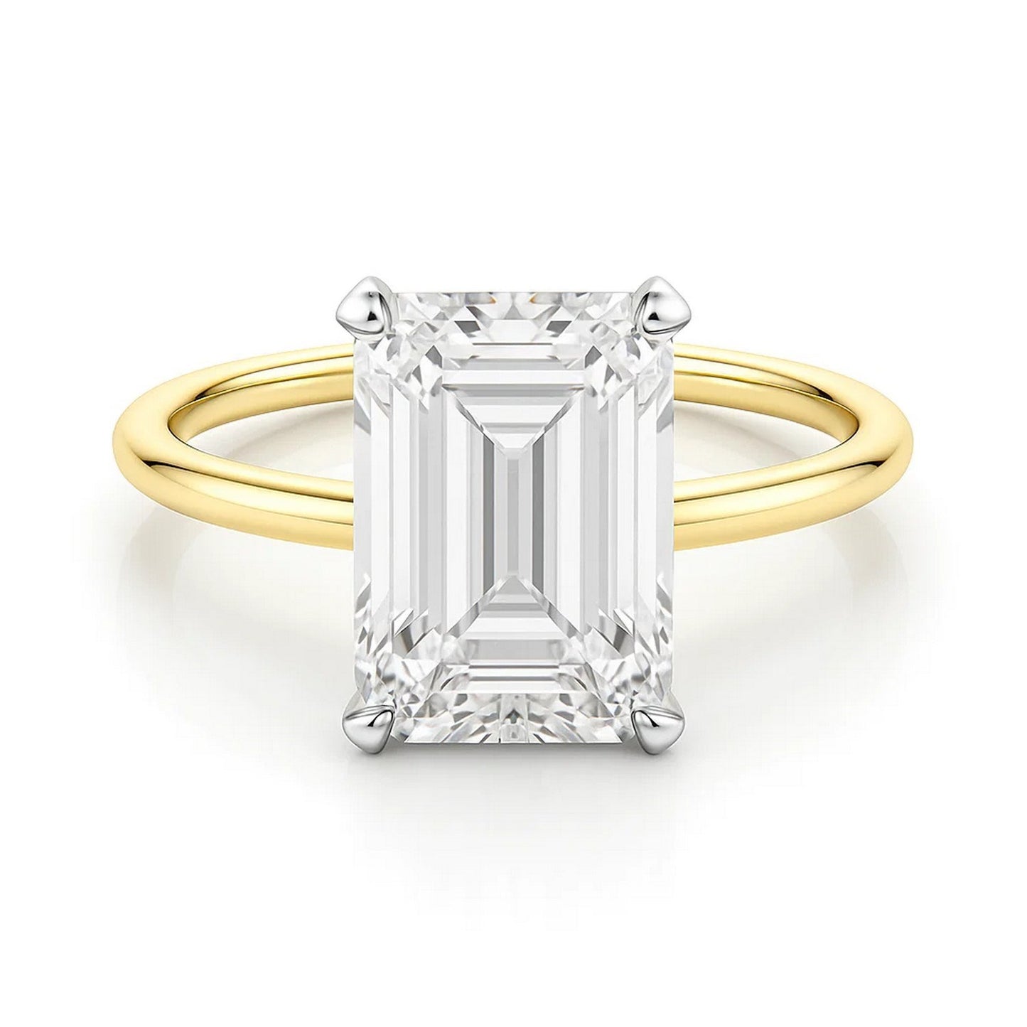 5 Carat Emerald Lab Grown IGI G/VS1 Diamond Solitaire Ring in 10K Yellow Gold