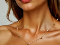 Textured Saturn Bead Necklace in 14K Yellow Gold