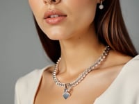 Sterling Silver Rolo Chain  with a Heart Toggle Charm and Rhodium Plating