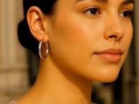 14k White Gold Polished Hoop Earrings (3x30mm)