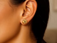 14k Yellow Gold Love Knot with Ridge Texture Earrings