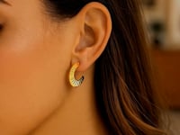 14K Yellow Gold Graduated Scalloped Pointed Half Hoops
